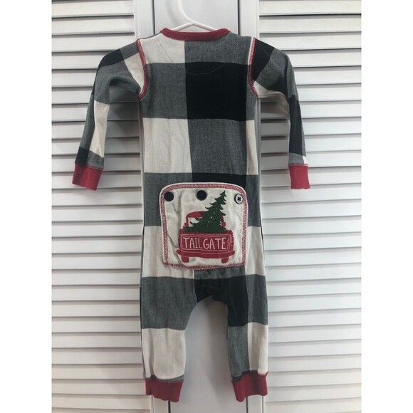 Lazy one size 12M  plaid holiday Union suit zip up - Picture 3 of 5